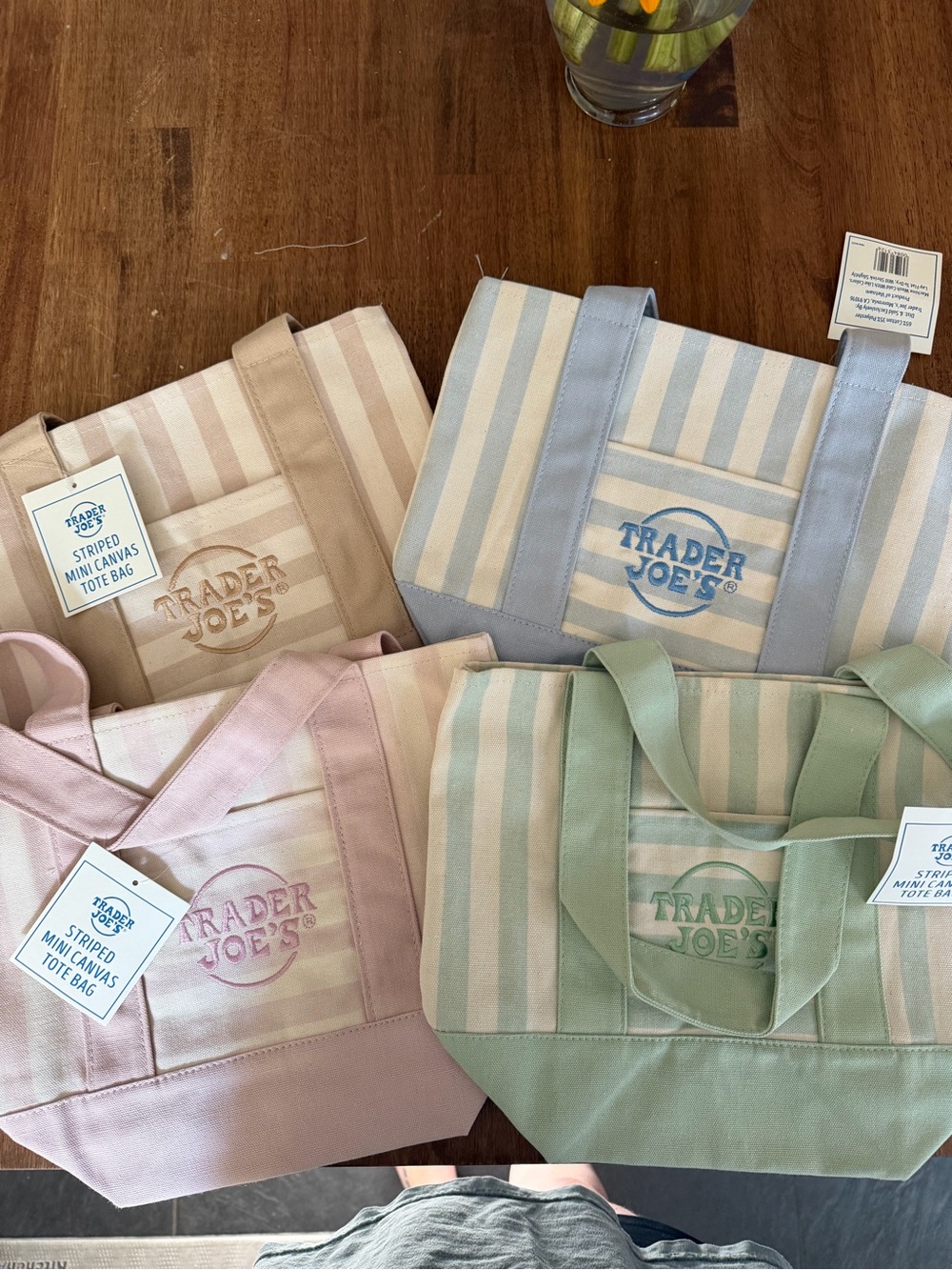 Trader Joe’s Limited Edition Striped Mini Canvas Tote Set of 4 NWT